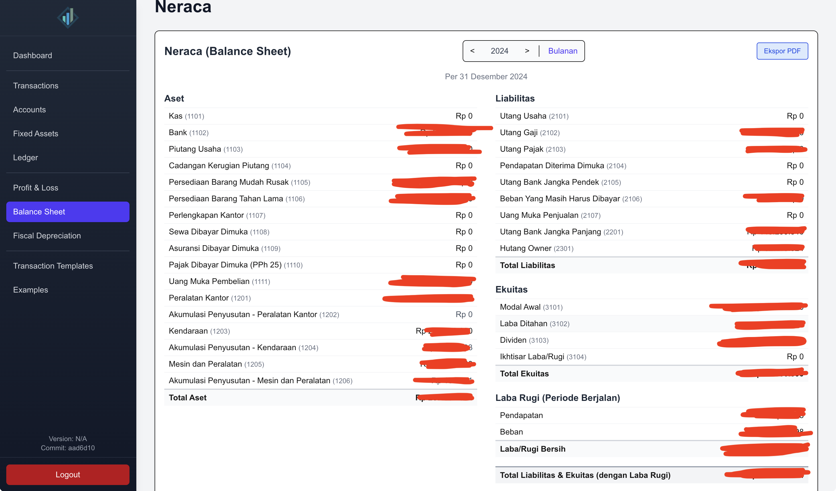 Automated balance sheet generation and financial reporting