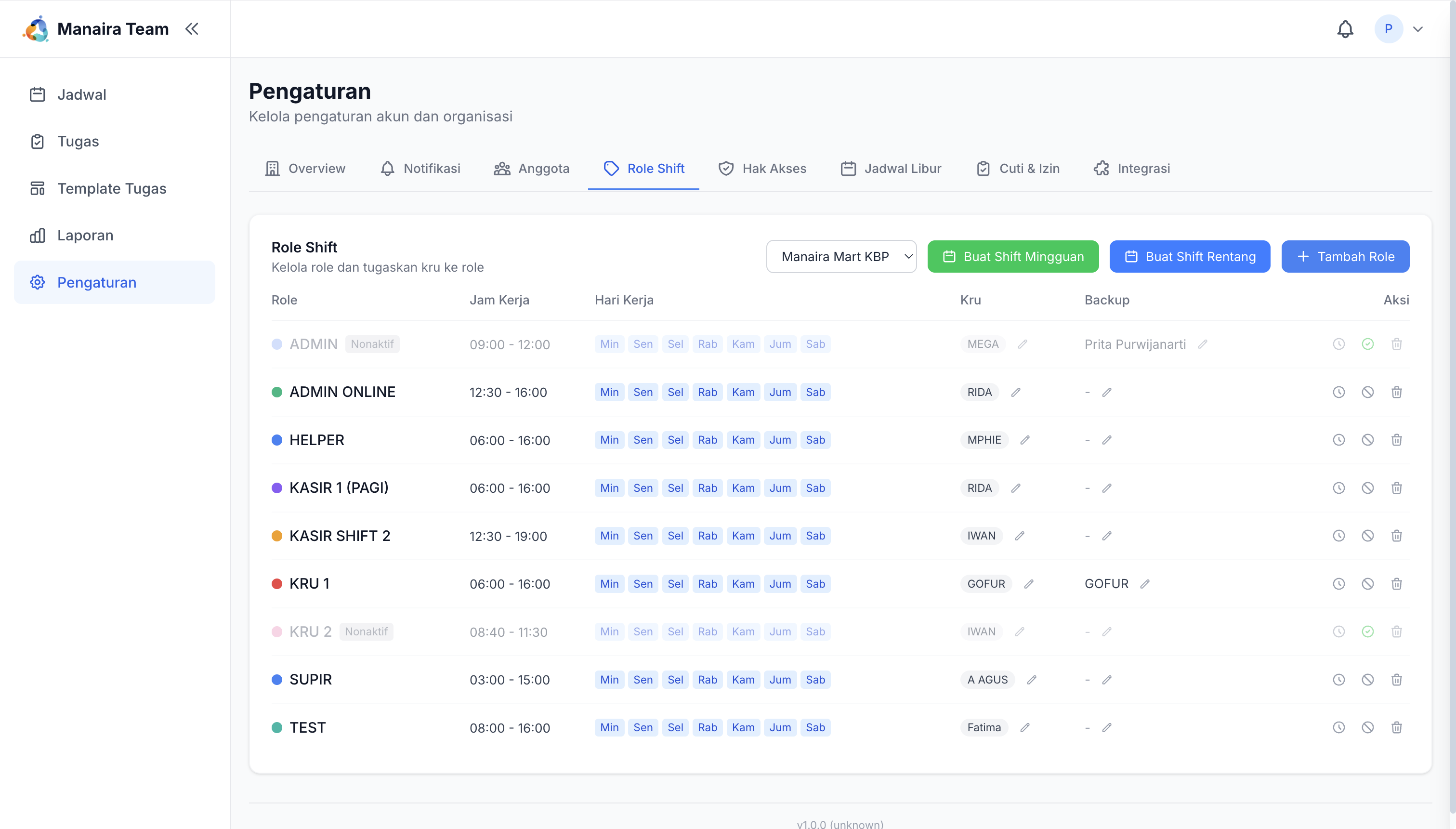 AI-powered shift scheduling and management interface